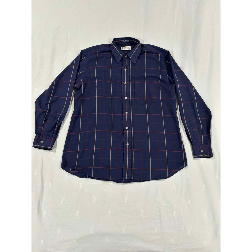 London Fog Men's Blue Plaid Button Down Shirt Long Sleeve Classic Fit Size L‎